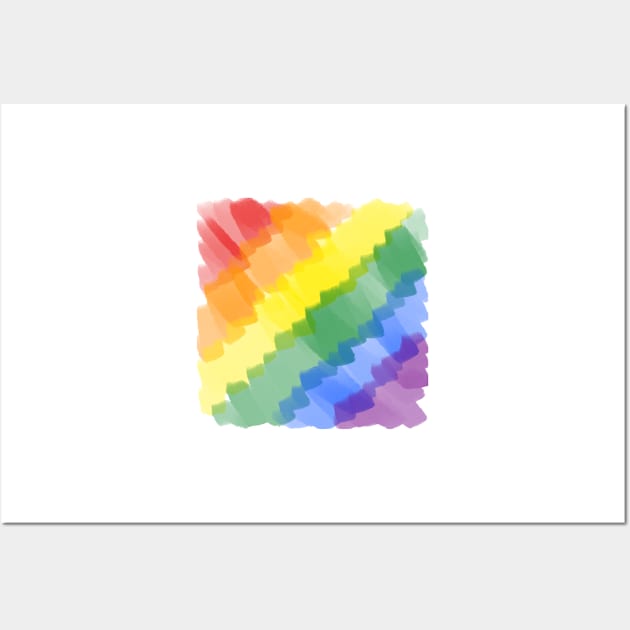 Messy Rainbow Stripes Wall Art by JustGottaDraw